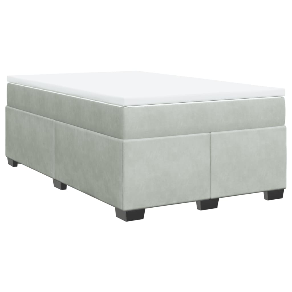 vidaXL Κρεβάτι Boxspring με Στρώμα Ανοιχτό Γκρι 120x190 εκ. Βελούδινο