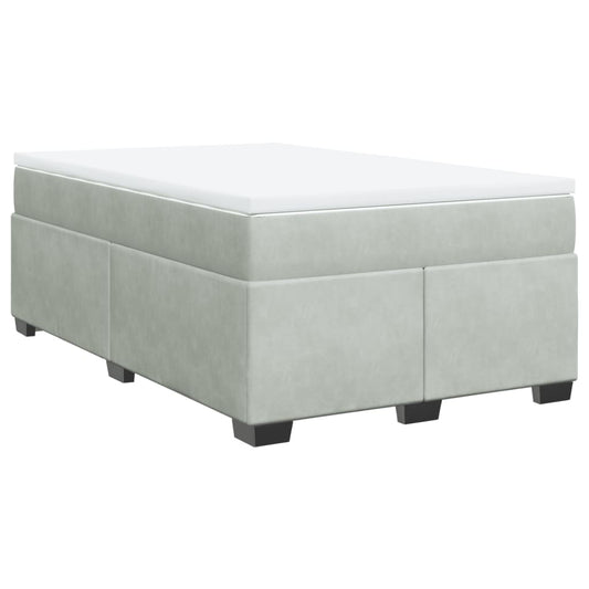 vidaXL Κρεβάτι Boxspring με Στρώμα Ανοιχτό Γκρι 120x190 εκ. Βελούδινο