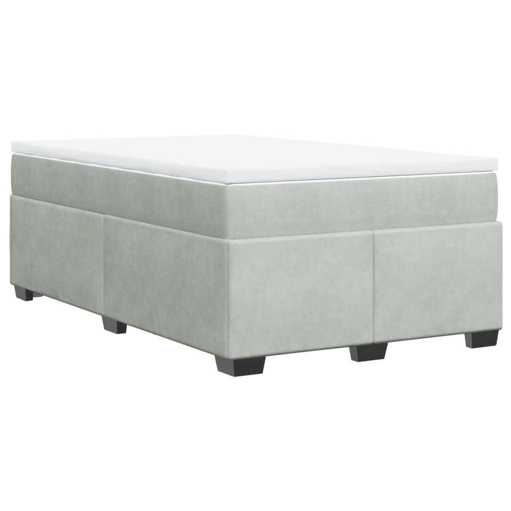 vidaXL Κρεβάτι Boxspring με Στρώμα Ανοιχτό Γκρι 120x190 εκ. Βελούδινο