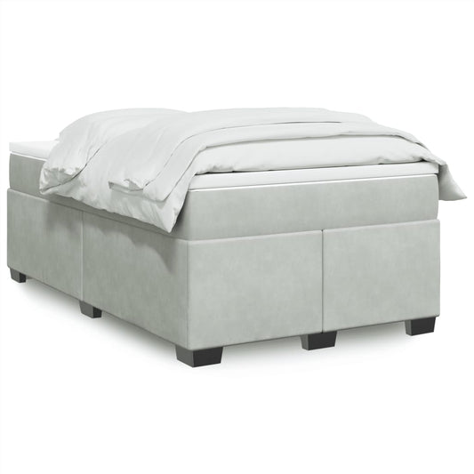 vidaXL Κρεβάτι Boxspring με Στρώμα Ανοιχτό Γκρι 120x190 εκ. Βελούδινο