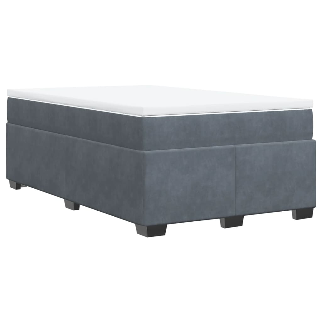 vidaXL Κρεβάτι Boxspring με Στρώμα Σκούρο Γκρι 120x190 εκ. Βελούδινο