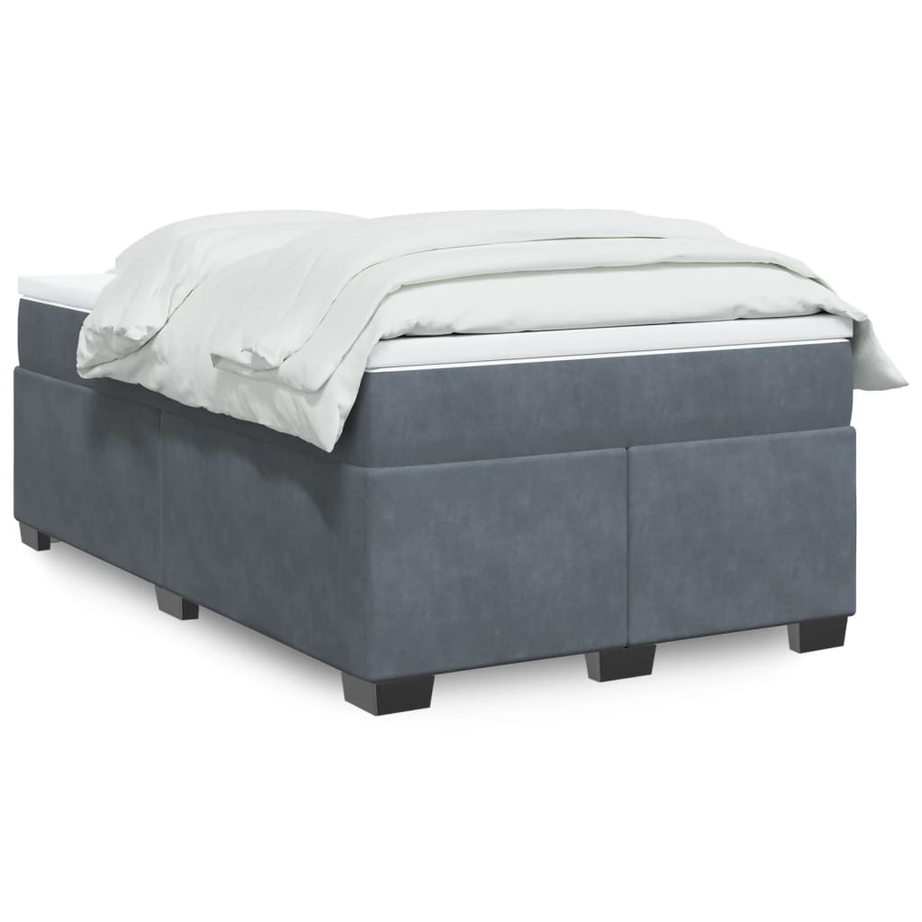 vidaXL Κρεβάτι Boxspring με Στρώμα Σκούρο Γκρι 120x190 εκ. Βελούδινο