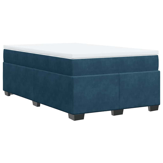 vidaXL Κρεβάτι Boxspring με Στρώμα Σκούρο Μπλε 120x190 εκ. Βελούδινο