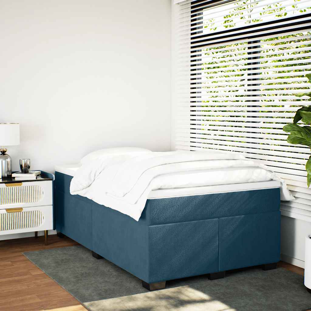 vidaXL Κρεβάτι Boxspring με Στρώμα Σκούρο Μπλε 120x190 εκ. Βελούδινο