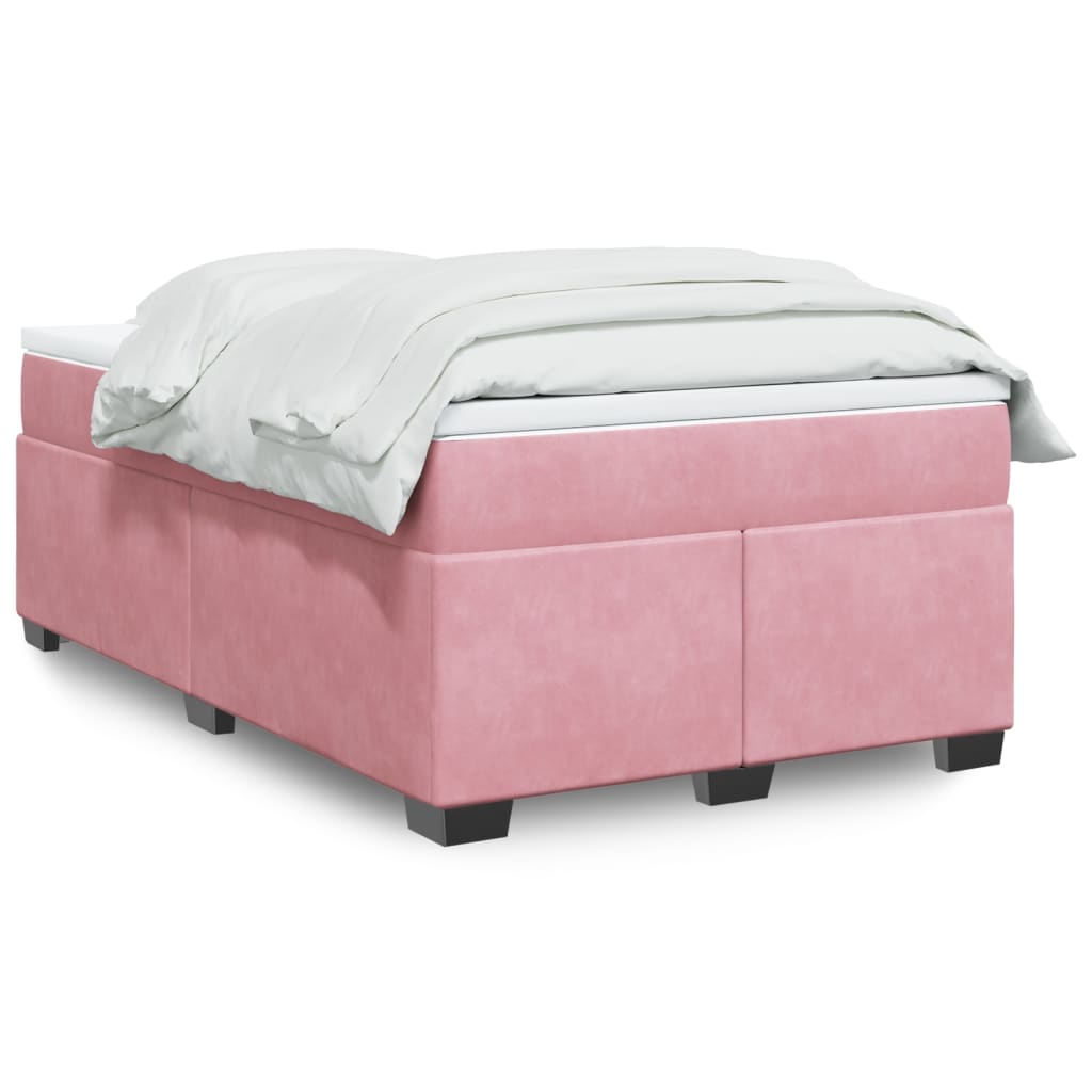 vidaXL Κρεβάτι Boxspring με Στρώμα Ροζ 120x190 εκ. Βελούδινο