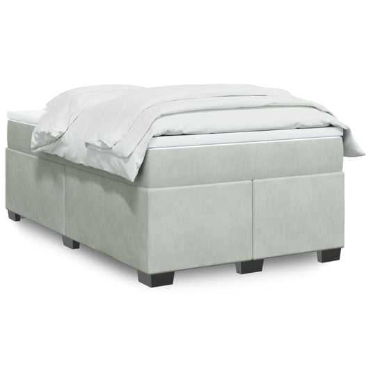 vidaXL Κρεβάτι Boxspring με Στρώμα Ανοιχτό Γκρι 120x200 εκ. Βελούδινο