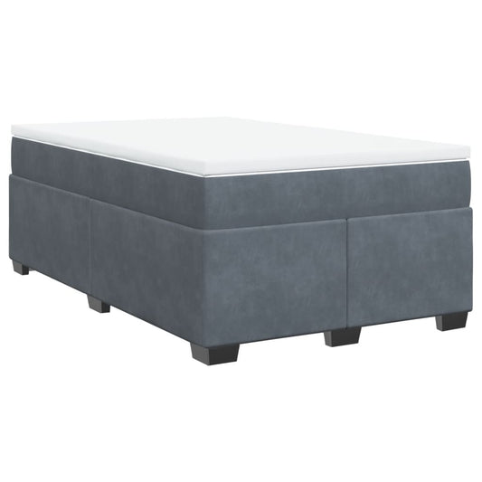 vidaXL Κρεβάτι Boxspring με Στρώμα Σκούρο Γκρι 120x200 εκ. Βελούδινο