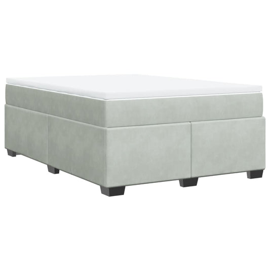 vidaXL Κρεβάτι Boxspring με Στρώμα Ανοιχτό Γκρι 140x190 εκ. Βελούδινο