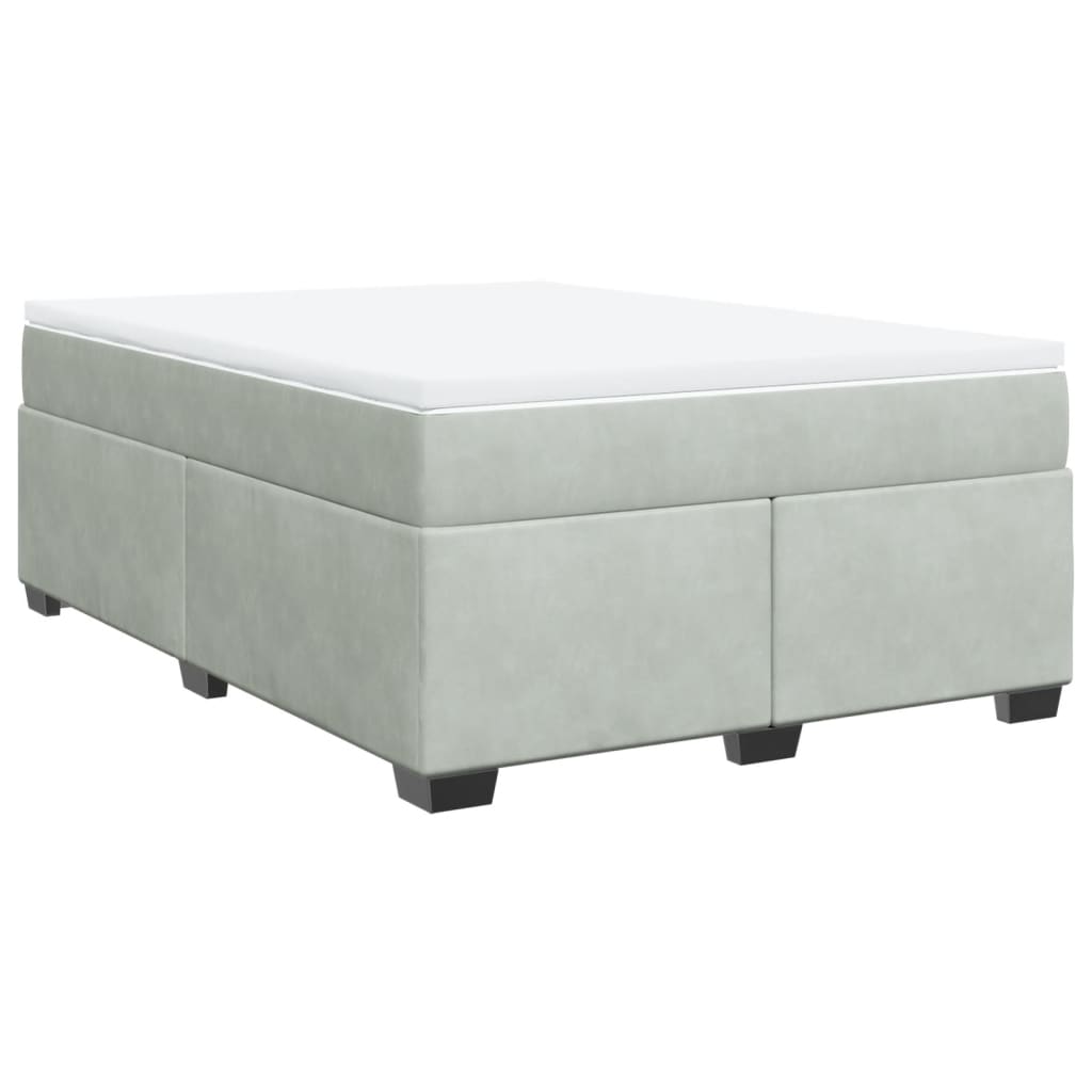 vidaXL Κρεβάτι Boxspring με Στρώμα Ανοιχτό Γκρι 140x190 εκ. Βελούδινο