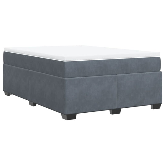 vidaXL Κρεβάτι Boxspring με Στρώμα Σκούρο Γκρι 140x190 εκ. Βελούδινο