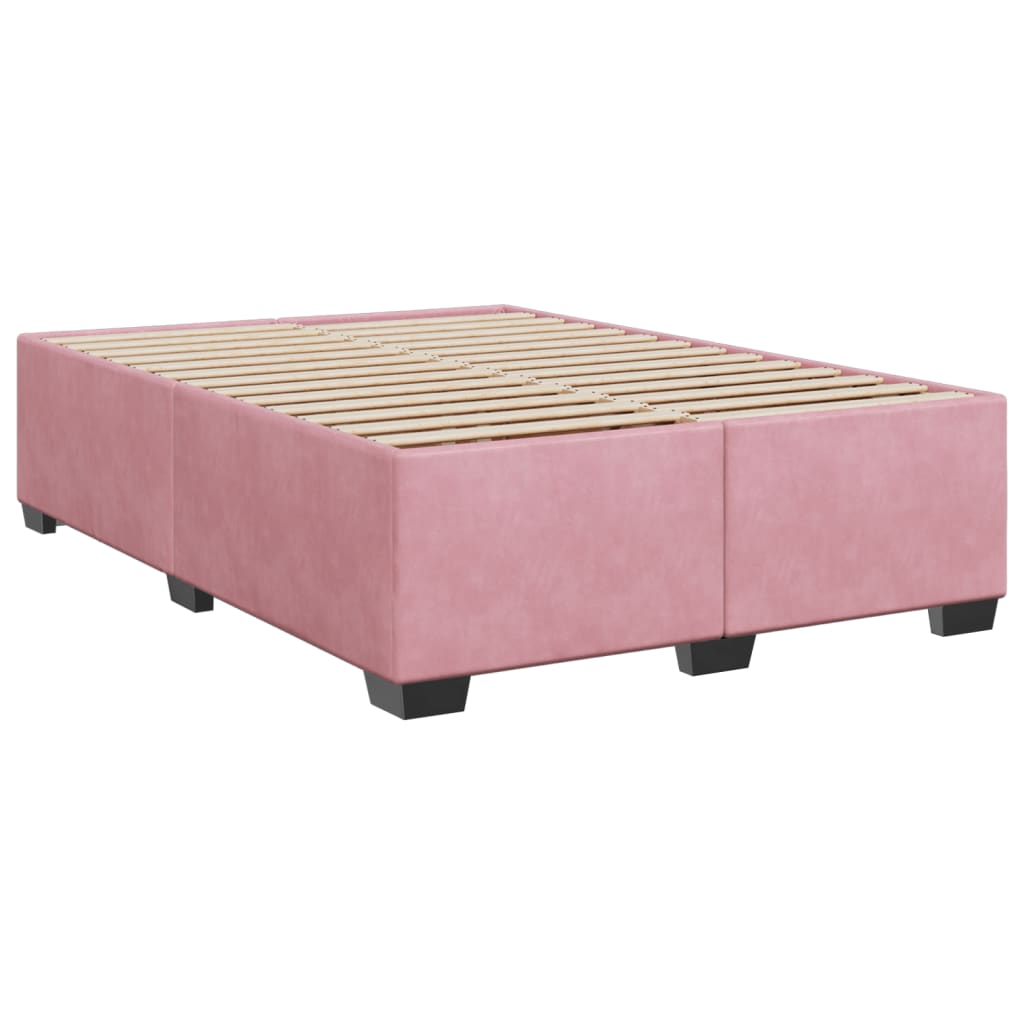 vidaXL Κρεβάτι Boxspring με Στρώμα Ροζ 140x190 εκ. Βελούδινο