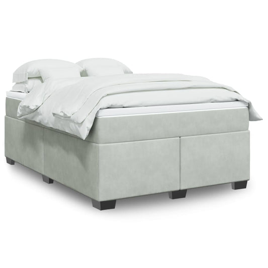 vidaXL Κρεβάτι Boxspring με Στρώμα Ανοιχτό Γκρι 140x200 εκ. Βελούδινο