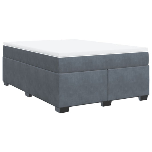 vidaXL Κρεβάτι Boxspring με Στρώμα Σκούρο Γκρι 140x200 εκ. Βελούδινο