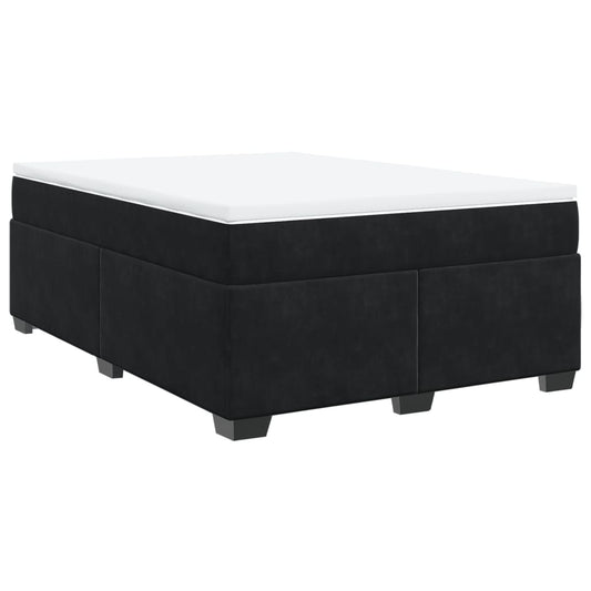 vidaXL Κρεβάτι Boxspring με Στρώμα Μαύρο 140x200 εκ. Βελούδινο