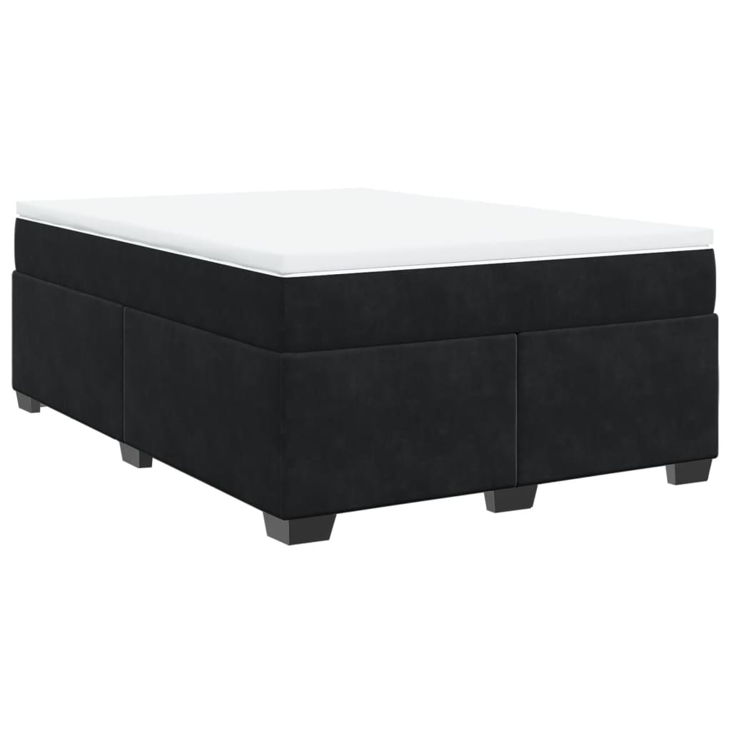 vidaXL Κρεβάτι Boxspring με Στρώμα Μαύρο 140x200 εκ. Βελούδινο