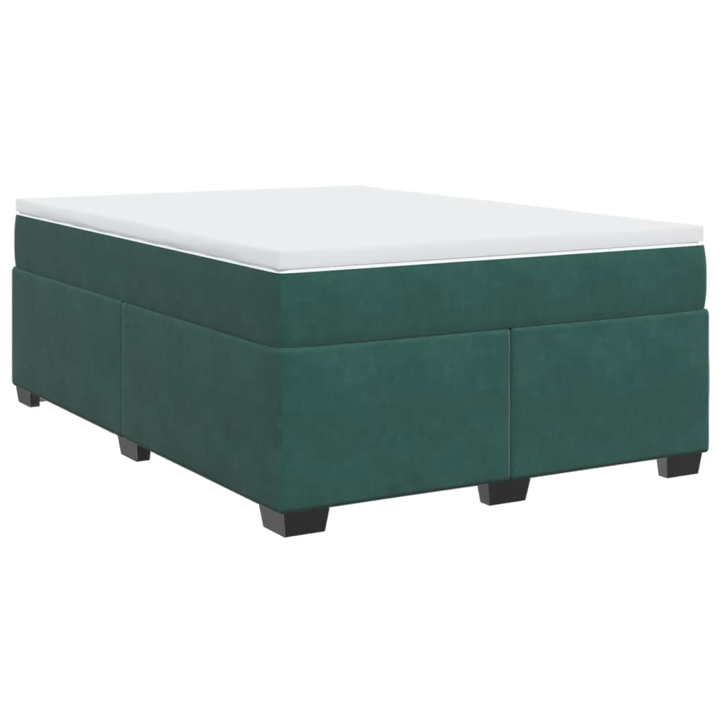 vidaXL Κρεβάτι Boxspring με Στρώμα Σκούρο Πράσινο 140x200εκ. Βελούδινο
