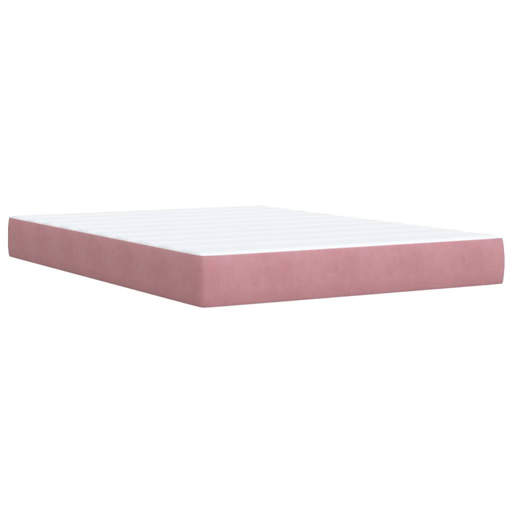 vidaXL Κρεβάτι Boxspring με Στρώμα Ροζ 140x200 εκ. Βελούδινο