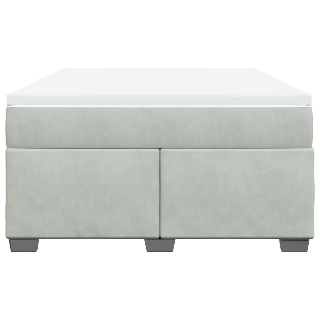 vidaXL Κρεβάτι Boxspring με Στρώμα Ανοιχτό Γκρι 160x200 εκ. Βελούδινο