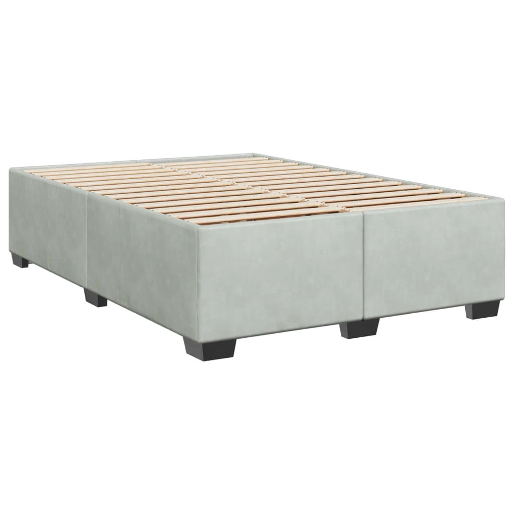 vidaXL Κρεβάτι Boxspring με Στρώμα Ανοιχτό Γκρι 160x200 εκ. Βελούδινο