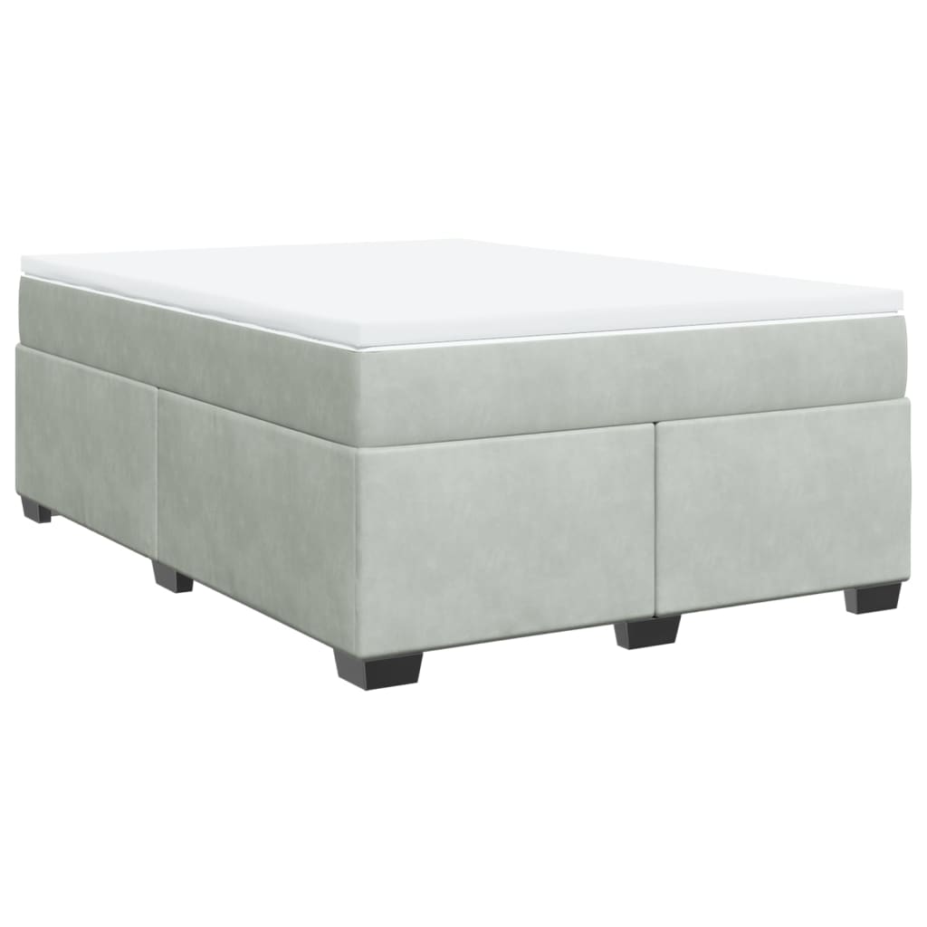 vidaXL Κρεβάτι Boxspring με Στρώμα Ανοιχτό Γκρι 160x200 εκ. Βελούδινο