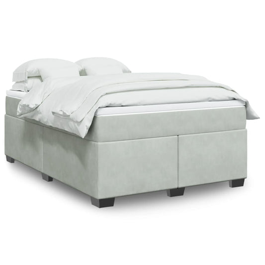 vidaXL Κρεβάτι Boxspring με Στρώμα Ανοιχτό Γκρι 160x200 εκ. Βελούδινο