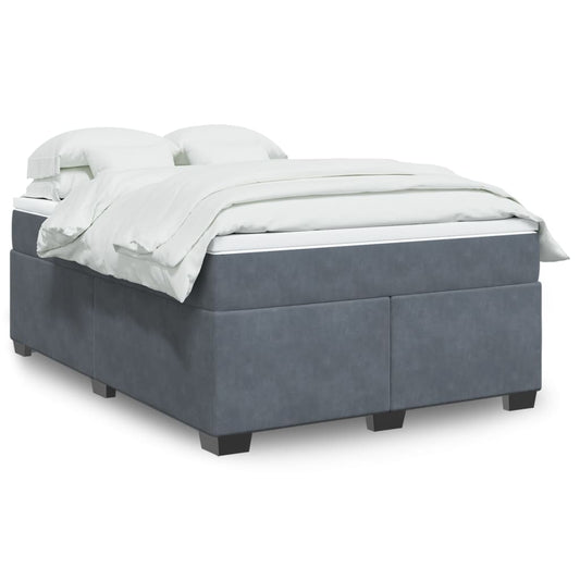 vidaXL Κρεβάτι Boxspring με Στρώμα Σκούρο Γκρι 160x200 εκ. Βελούδινο