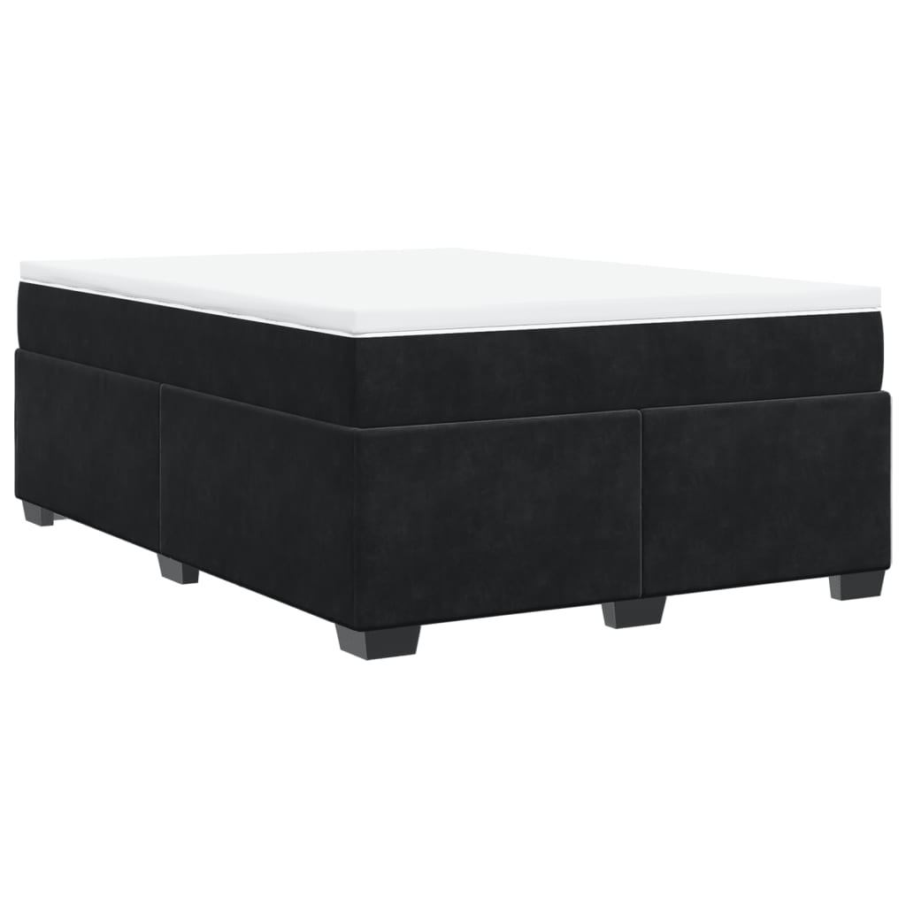 vidaXL Κρεβάτι Boxspring με Στρώμα Μαύρο 160x200 εκ. Βελούδινο