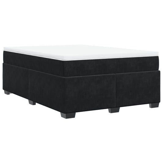 vidaXL Κρεβάτι Boxspring με Στρώμα Μαύρο 160x200 εκ. Βελούδινο