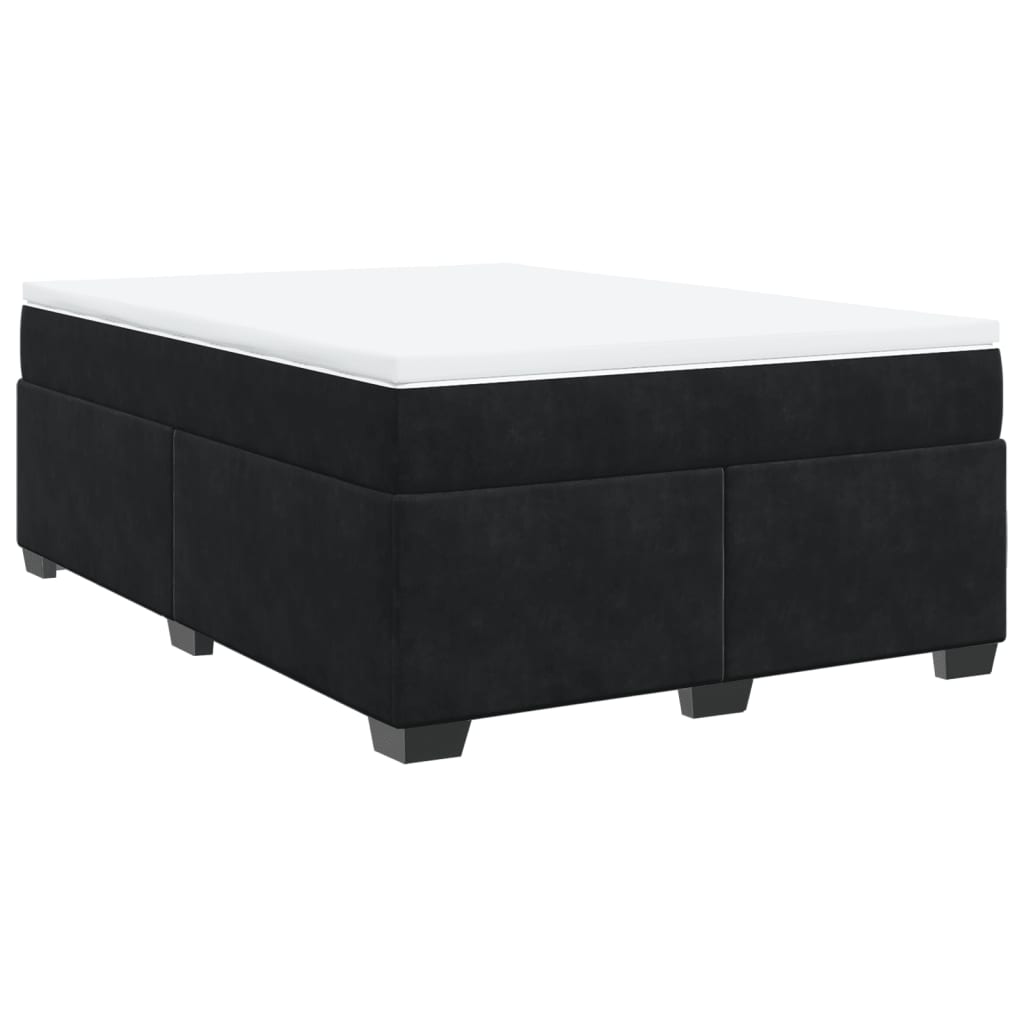 vidaXL Κρεβάτι Boxspring με Στρώμα Μαύρο 160x200 εκ. Βελούδινο