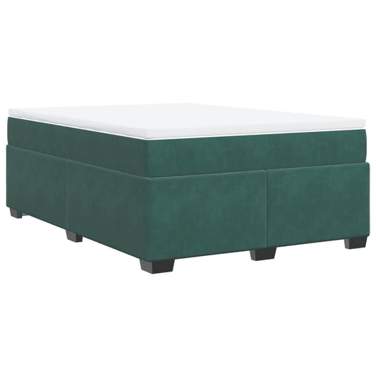 vidaXL Κρεβάτι Boxspring με Στρώμα Σκούρο Πράσινο 160x200εκ. Βελούδινο