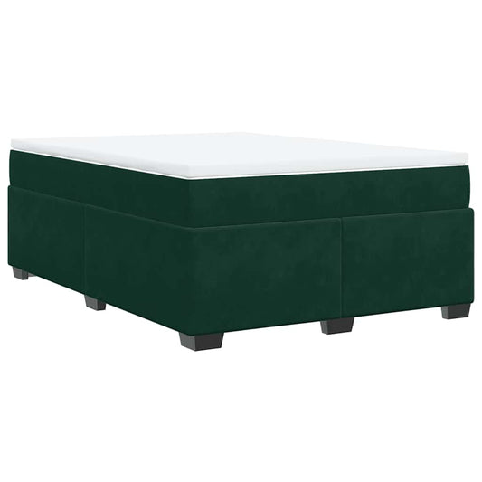 vidaXL Κρεβάτι Boxspring με Στρώμα Σκούρο Πράσινο 160x200εκ. Βελούδινο