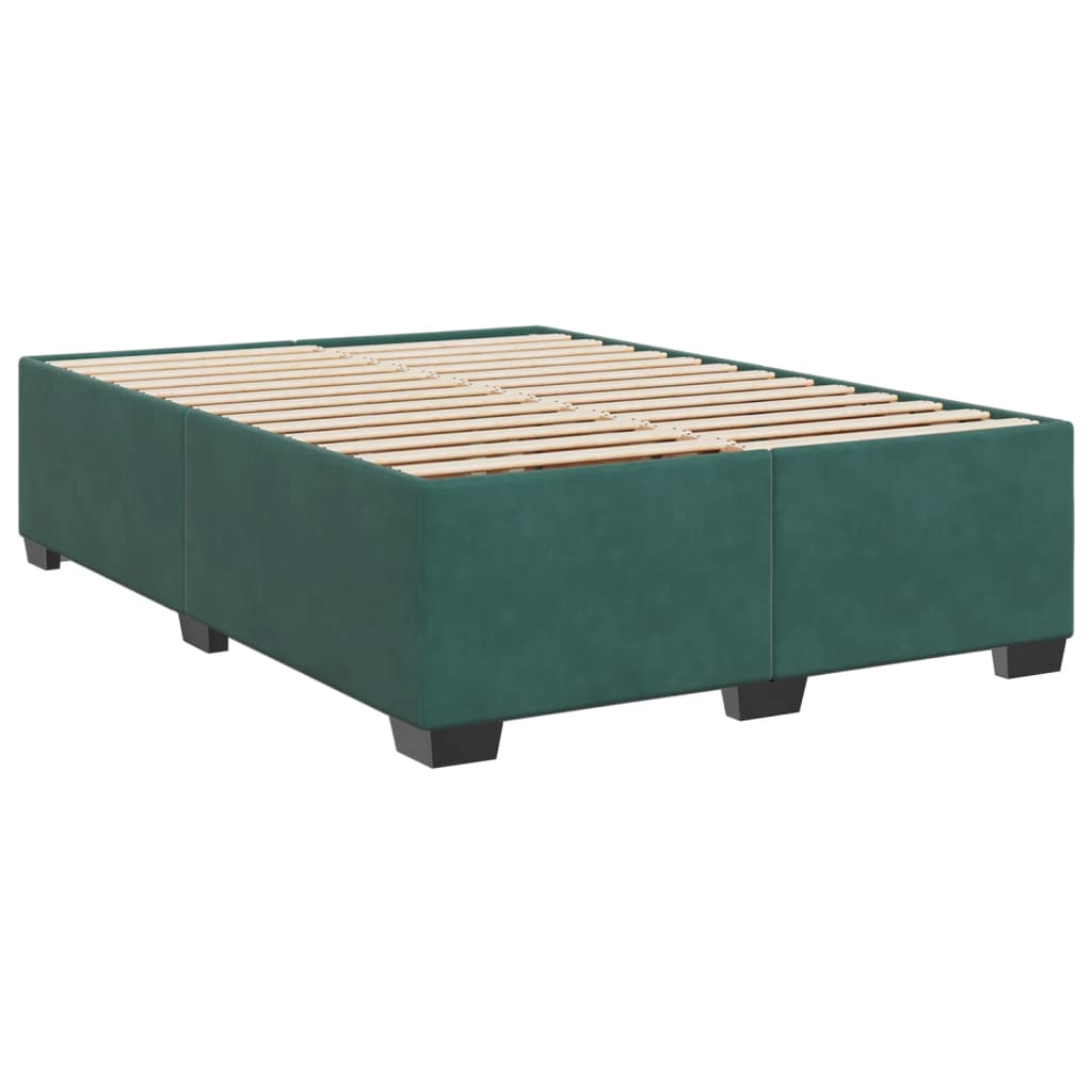 vidaXL Κρεβάτι Boxspring με Στρώμα Σκούρο Πράσινο 160x200εκ. Βελούδινο