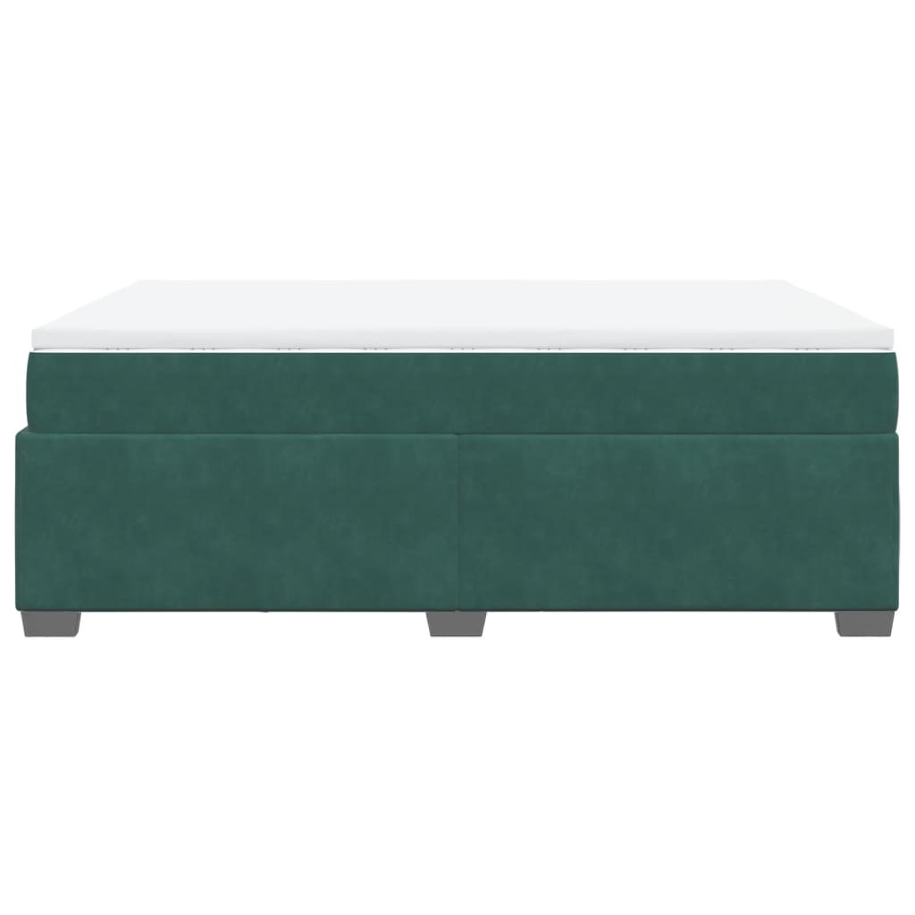 vidaXL Κρεβάτι Boxspring με Στρώμα Σκούρο Πράσινο 160x200εκ. Βελούδινο