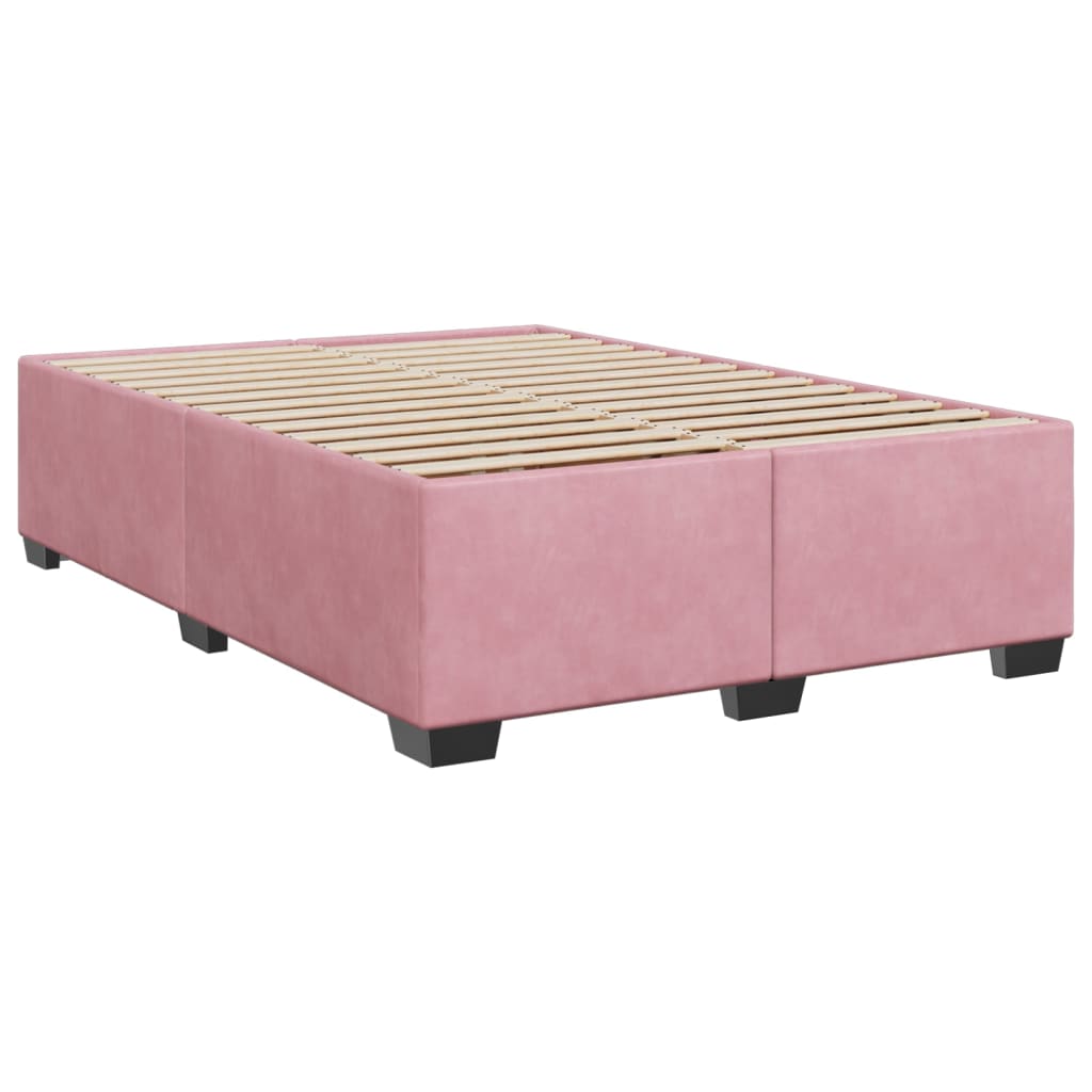 vidaXL Κρεβάτι Boxspring με Στρώμα Ροζ 160x200 εκ. Βελούδινο