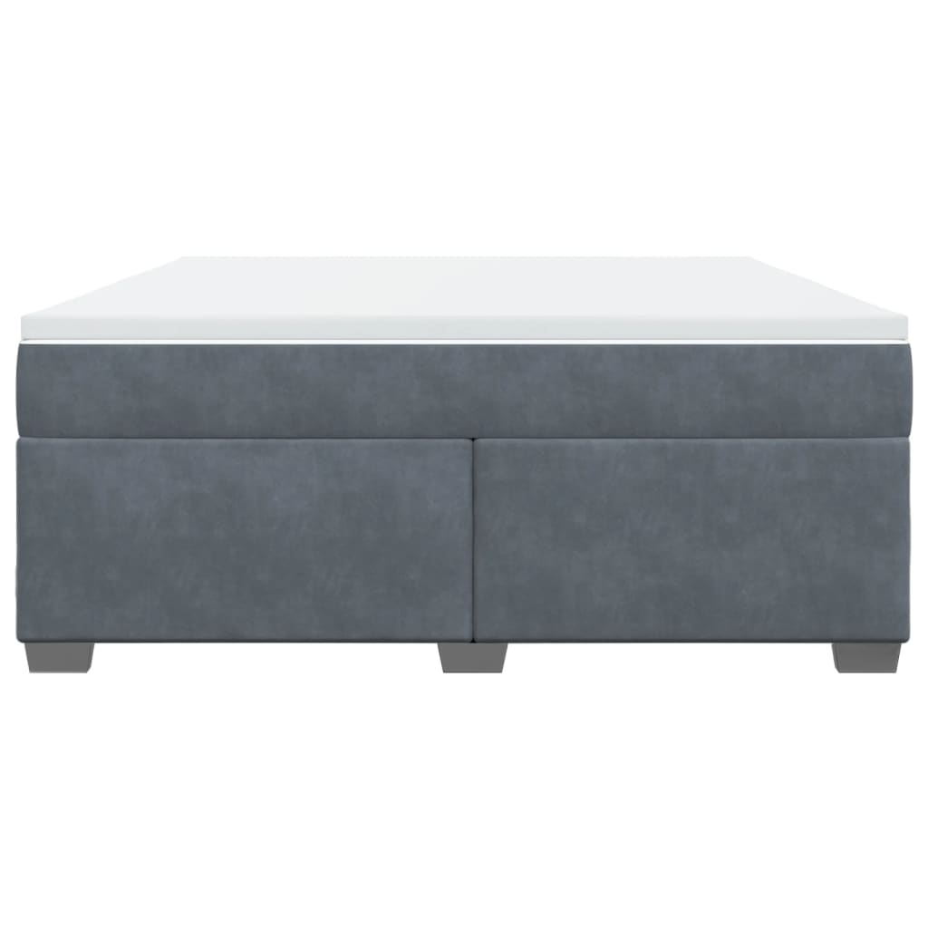 vidaXL Κρεβάτι Boxspring με Στρώμα Σκούρο Γκρι 180x200 εκ. Βελούδινο