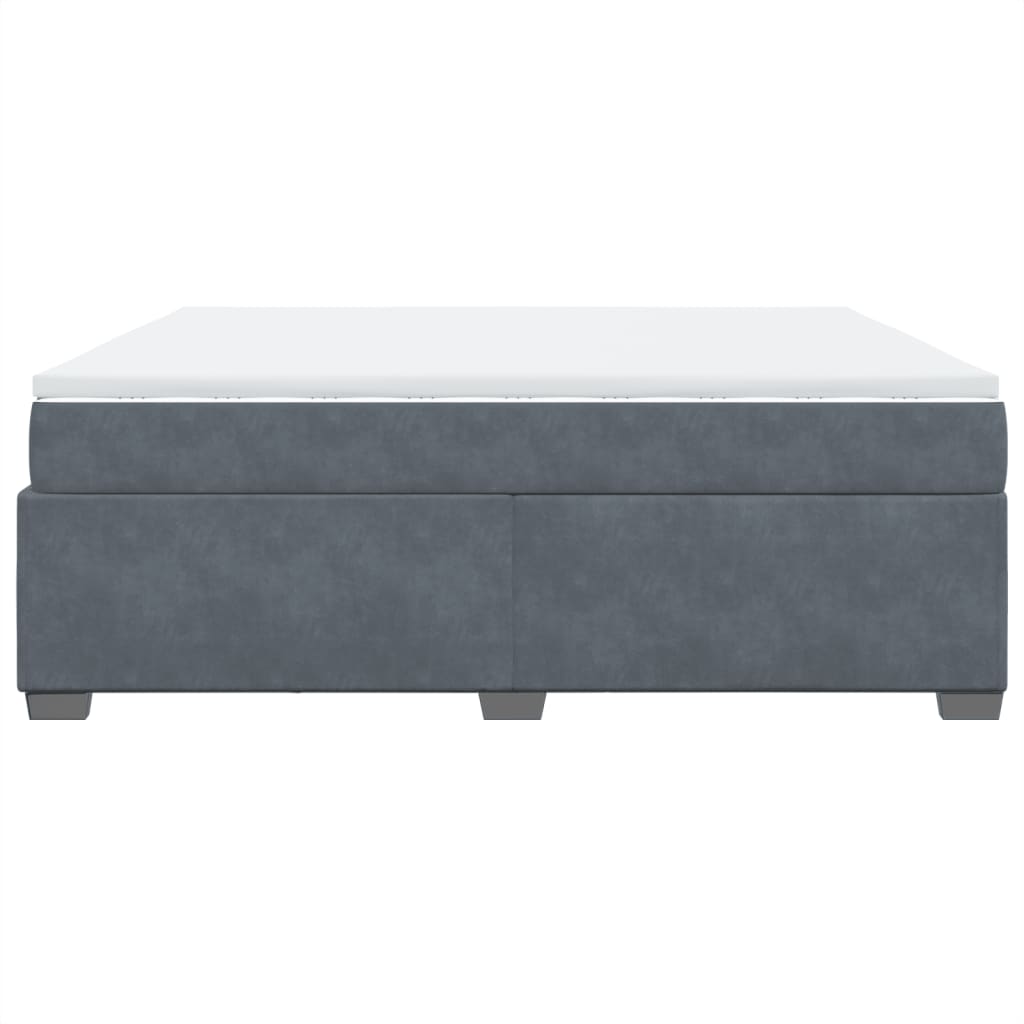 vidaXL Κρεβάτι Boxspring με Στρώμα Σκούρο Γκρι 180x200 εκ. Βελούδινο