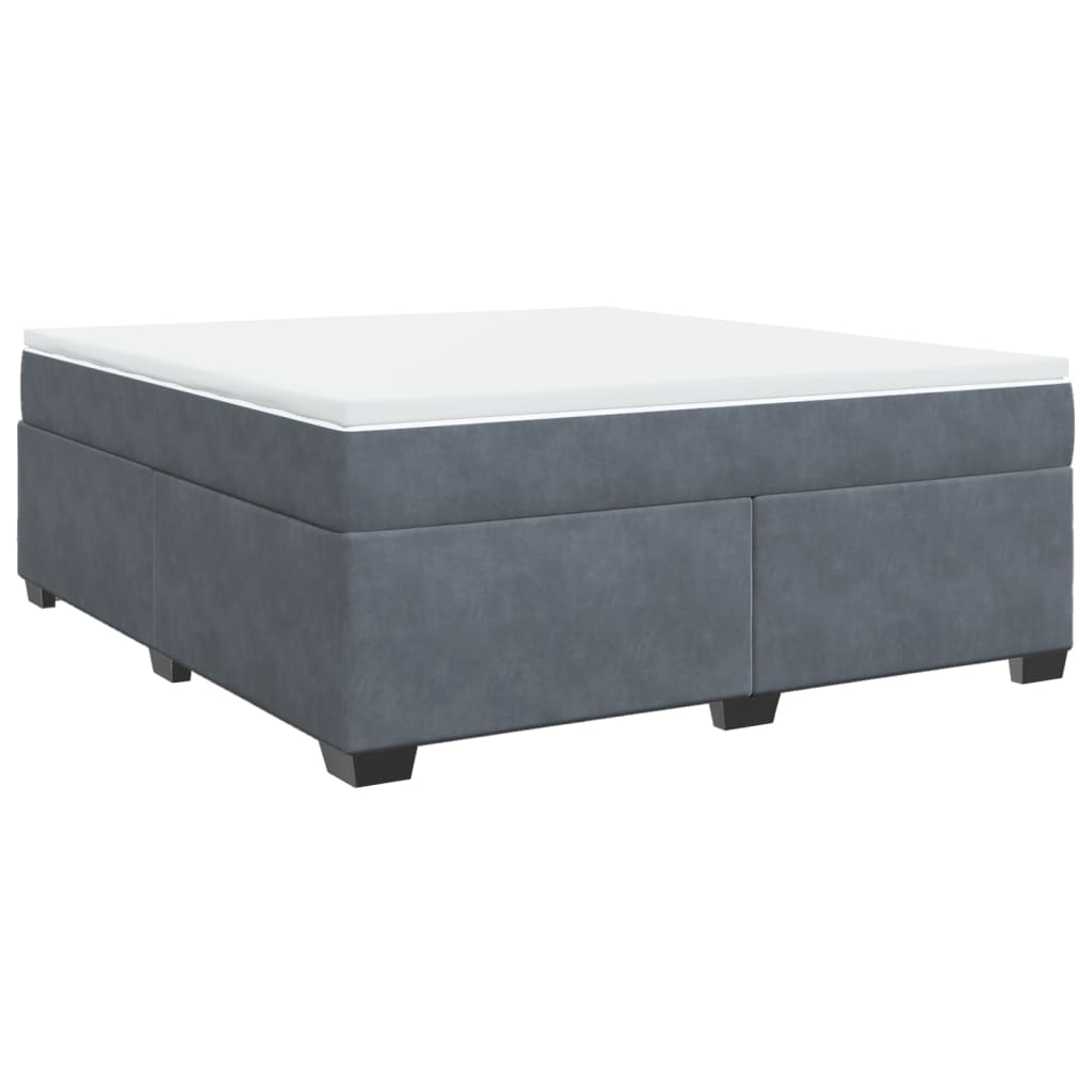 vidaXL Κρεβάτι Boxspring με Στρώμα Σκούρο Γκρι 180x200 εκ. Βελούδινο