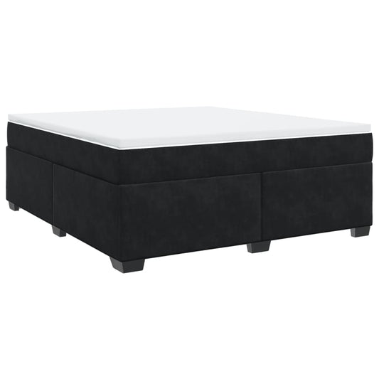 vidaXL Κρεβάτι Boxspring με Στρώμα Μαύρο 180x200 εκ. Βελούδινο
