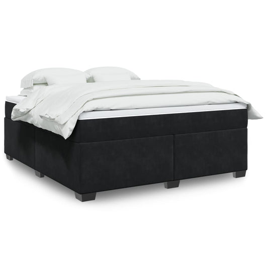 vidaXL Κρεβάτι Boxspring με Στρώμα Μαύρο 180x200 εκ. Βελούδινο
