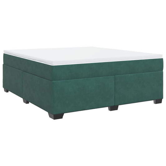 vidaXL Κρεβάτι Boxspring με Στρώμα Σκούρο Πράσινο 180x200εκ. Βελούδινο