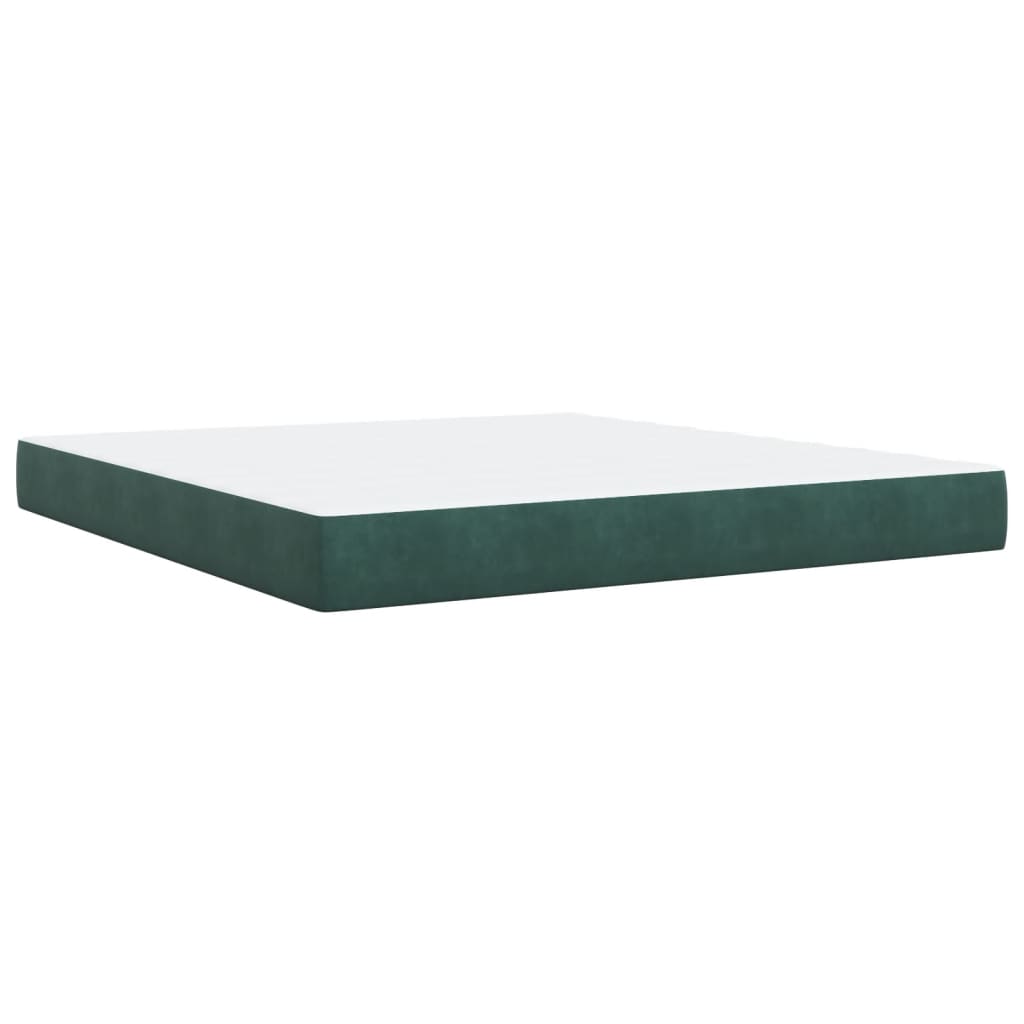 vidaXL Κρεβάτι Boxspring με Στρώμα Σκούρο Πράσινο 180x200εκ. Βελούδινο