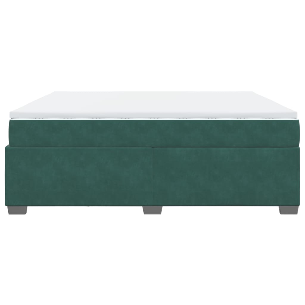 vidaXL Κρεβάτι Boxspring με Στρώμα Σκούρο Πράσινο 180x200εκ. Βελούδινο