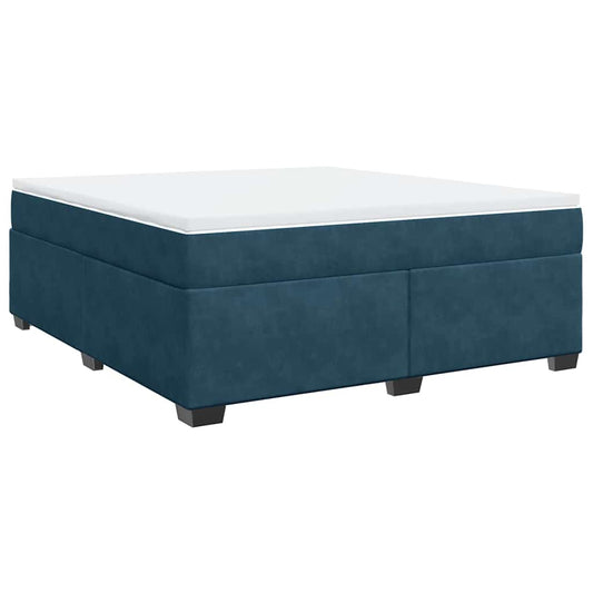 vidaXL Κρεβάτι Boxspring με Στρώμα Σκούρο Μπλε 180x200 εκ. Βελούδινο