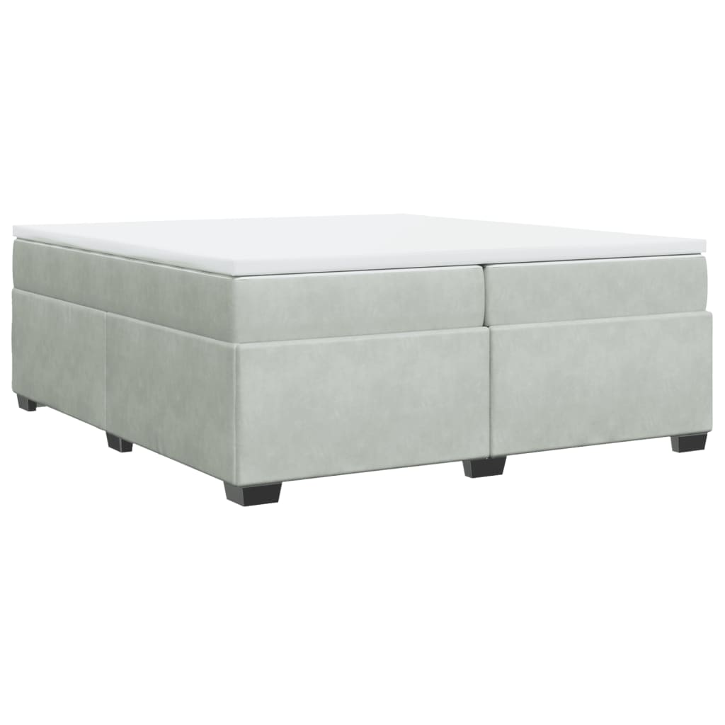 vidaXL Κρεβάτι Boxspring με Στρώμα Ανοιχτό Γκρι 200x200 εκ. Βελούδινο