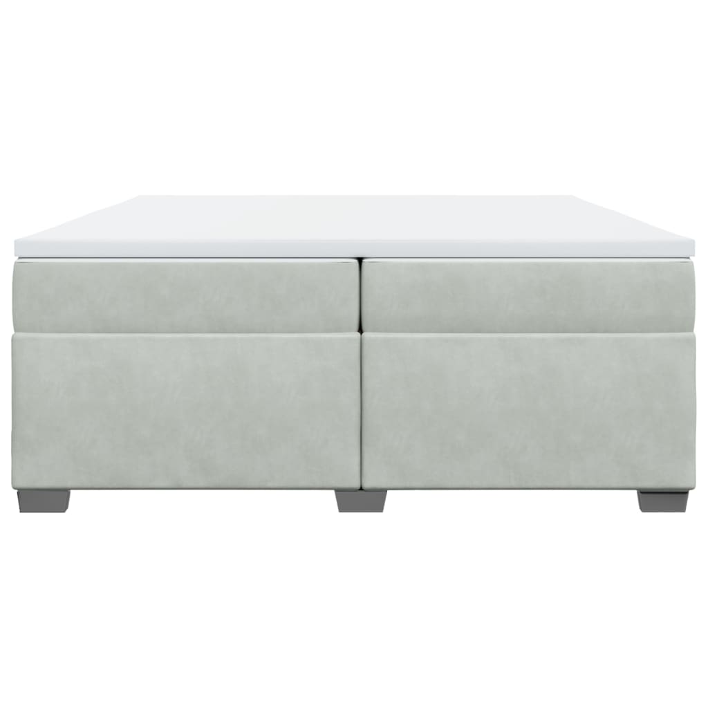 vidaXL Κρεβάτι Boxspring με Στρώμα Ανοιχτό Γκρι 200x200 εκ. Βελούδινο