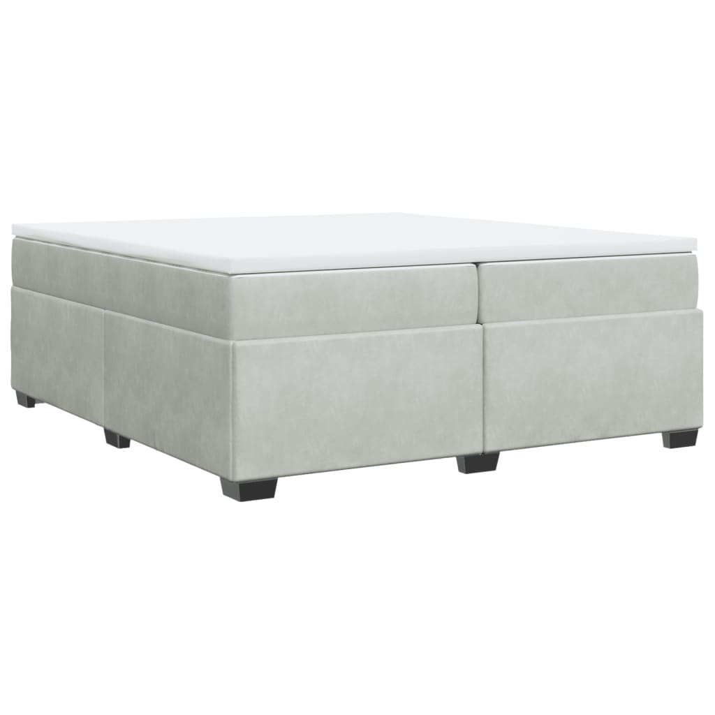 vidaXL Κρεβάτι Boxspring με Στρώμα Ανοιχτό Γκρι 200x200 εκ. Βελούδινο