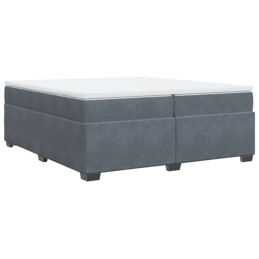 vidaXL Κρεβάτι Boxspring με Στρώμα Σκούρο Γκρι 200x200 εκ. Βελούδινο