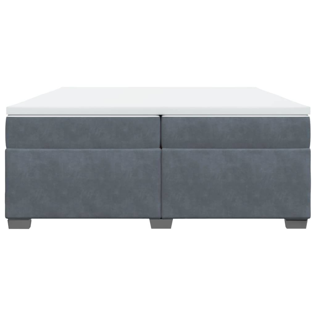 vidaXL Κρεβάτι Boxspring με Στρώμα Σκούρο Γκρι 200x200 εκ. Βελούδινο