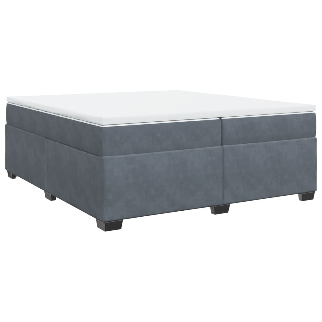 vidaXL Κρεβάτι Boxspring με Στρώμα Σκούρο Γκρι 200x200 εκ. Βελούδινο