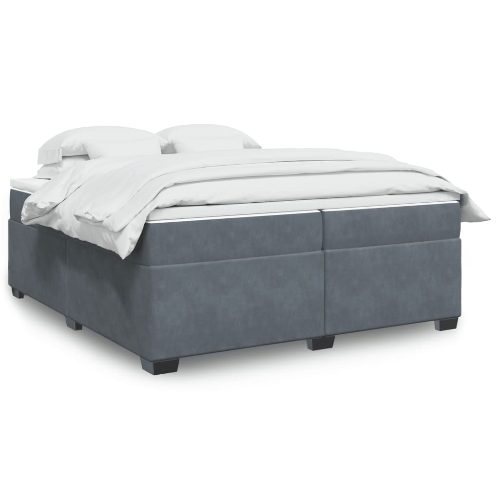 vidaXL Κρεβάτι Boxspring με Στρώμα Σκούρο Γκρι 200x200 εκ. Βελούδινο